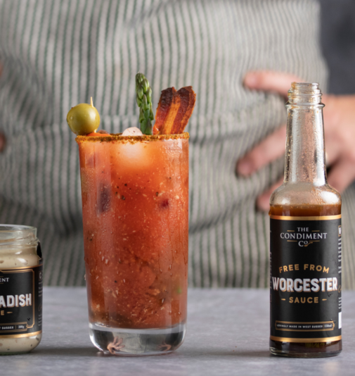 Worcester sauce by a bloody mary cocktail